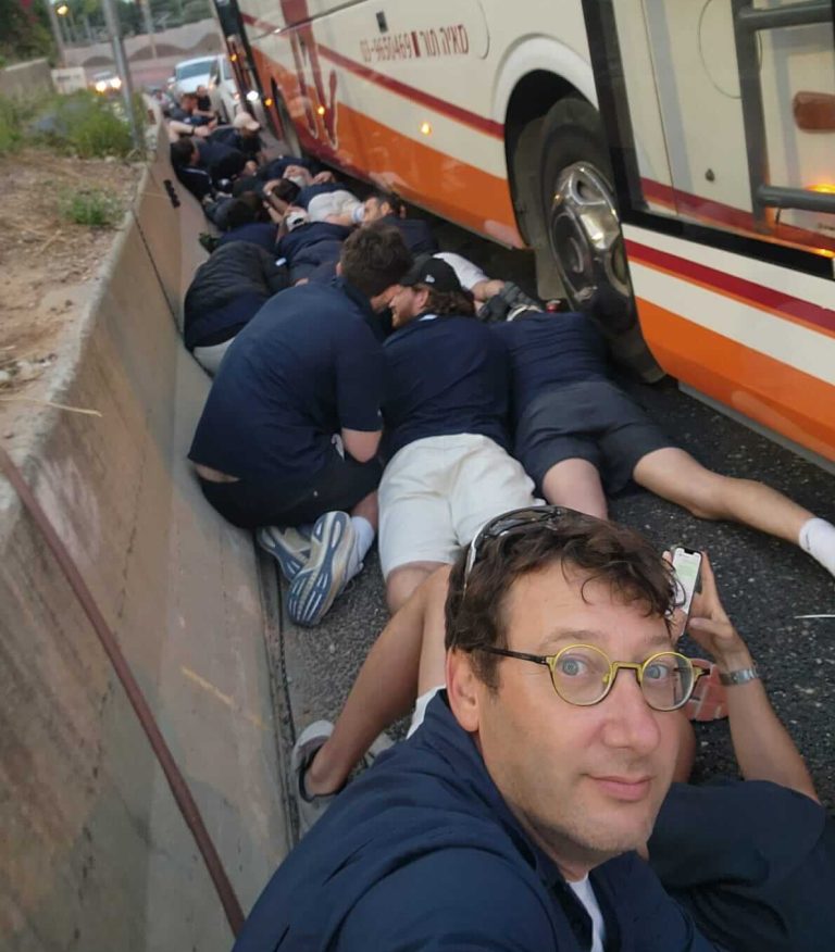 Caught in a Houthi attack on our way back from the Israeli communities in the western Negev, near the Gaza border.